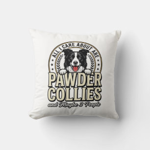 Vintage Border Collie Dog Lover Funny Shirt Design Throw Pillow