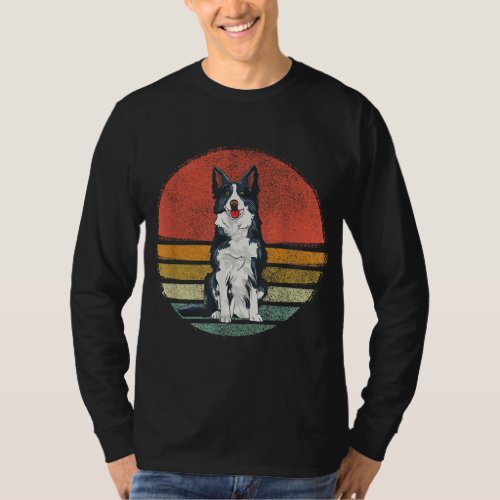 Vintage Border Collie Dog Retro Border Collie Love T_Shirt