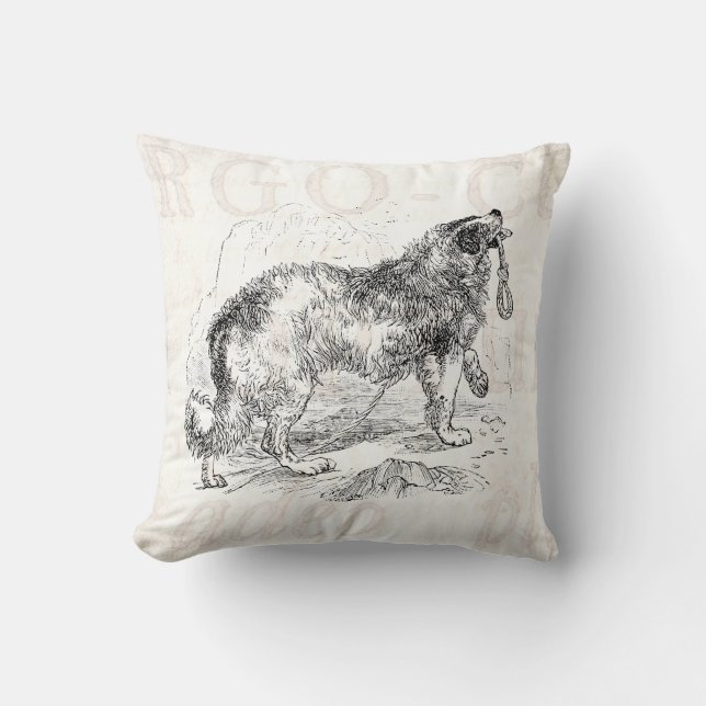 Vintage Border Collie Dog Template Throw Pillow (Front)