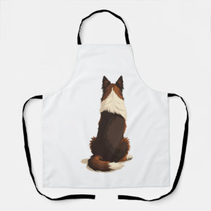 Vintage Border Collie From Behind Dog Illustration Apron