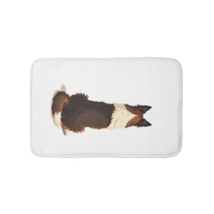 Vintage Border Collie From Behind Dog Illustration Bath Mat