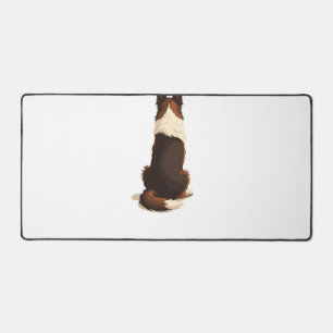 Vintage Border Collie From Behind Dog Illustration Desk Mat