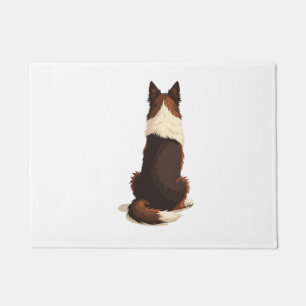 Vintage Border Collie From Behind Dog Illustration Doormat
