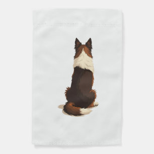 Vintage Border Collie From Behind Dog Illustration Garden Flag