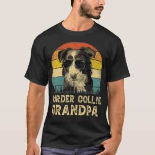 Vintage Border Collie Grandpa Dog Lovers Fathers D T-Shirt