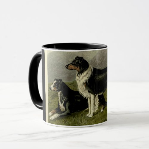 Vintage border collie sheep dog mug