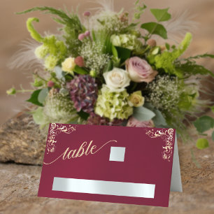 Vintage Border & Heart Monogram - Burgundy Place Card