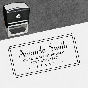 Vintage border retro script return address self-inking stamp