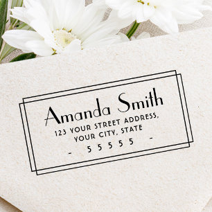 Vintage border retro script return address self-inking stamp