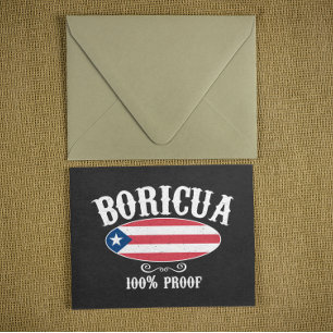 Vintage Boricua Puerto Rico 100% Logo Postcard
