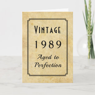 Vintage Born 1989 or Any Yr Add Name Age Birthday Card