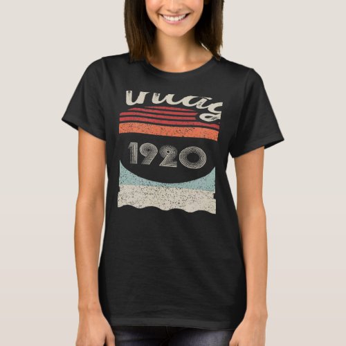 Vintage Born In 1920  102nd Birthday  102 Years Ol T_Shirt