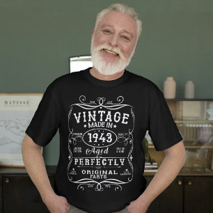 Vintage Born In 1943 Classic 81st Birthday Gift T-Shirt