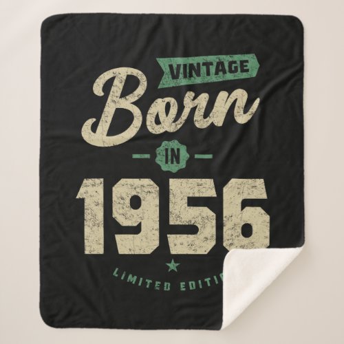 Vintage Born In 1956 Birthday Gift Sherpa Blanket