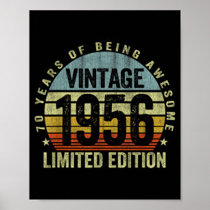 Vintage Born In 1956 Retro 70th Birthday 70 Years Poster