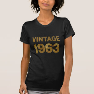 Vintage Born in 1963 Black-Gold Birthday T-Shirt
