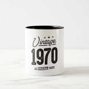 Vintage Born in 1970 - 52nd Birthday Retro Classic Two-Tone Coffee Mug