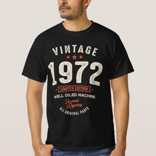 Vintage Born in 1972 _ 50th Birthday Retro Classic T_Shirt