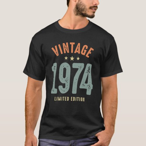 Vintage Born in 1974 _ 48th Birthday Retro Classic T_Shirt