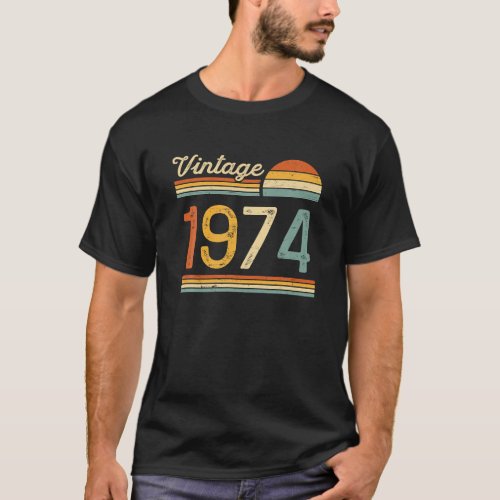 Vintage Born In 1974 Retro 50 Years Birthday T_Shirt