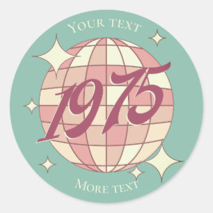 Vintage born in 1975 50th anniversary birthday classic round sticker