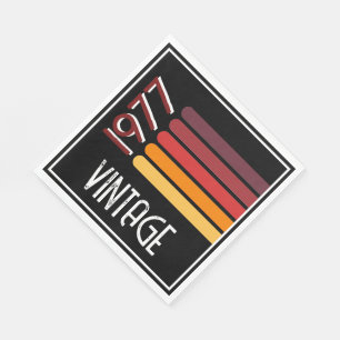 Vintage Born in 1977 Retro Stripe 50th Birthday Napkins