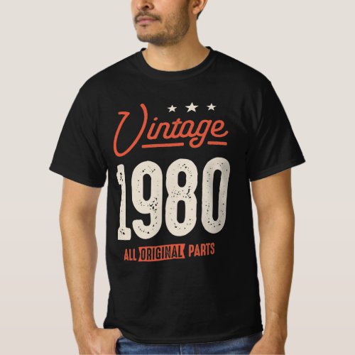 Vintage Born in 1980 _ 42nd Birthday Retro Classic T_Shirt