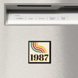 Vintage Born in 1987 Retro Stripe 40th Birthday Magnet