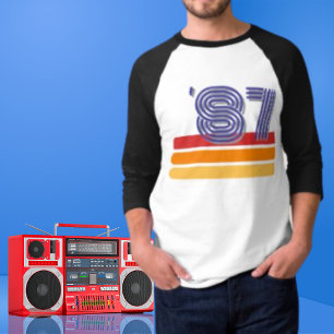 Vintage Born in 1987 Retro Stripe 40th Birthday T-Shirt