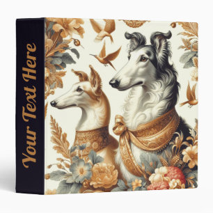 Vintage Borzoi Dog Illustration 3 Ring Binder