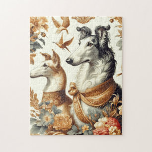 Vintage Borzoi Dog Illustration Jigsaw Puzzle