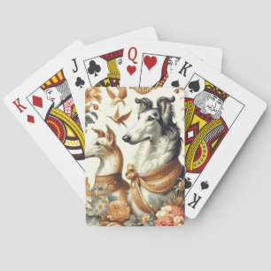 Vintage Borzoi Dog Illustration Poker Cards