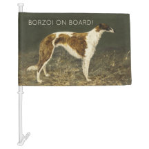 Vintage Borzoi On Board Car Flag