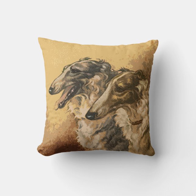 Vintage Borzoi Pair Pillows (Front)