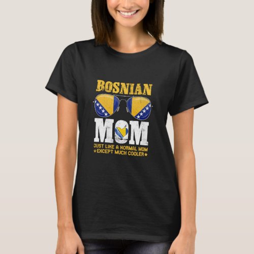 Vintage Bosnian Mom Bosnia Flag Sunglasses Mother  T_Shirt