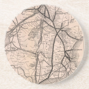 Vintage Boston and Montreal Railroad Map (1887) Drink Coaster