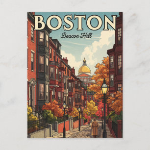 Vintage Boston Beacon Hill Travel Postcard