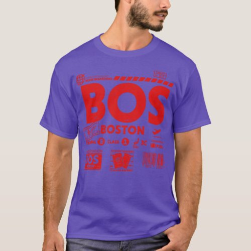 Vintage Boston BOS Airport Code Travel Day Retro T T_Shirt