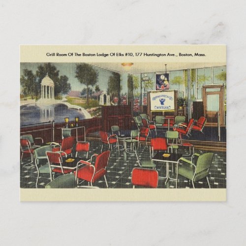 Vintage Boston Elks Lodge Number 10 Postcard