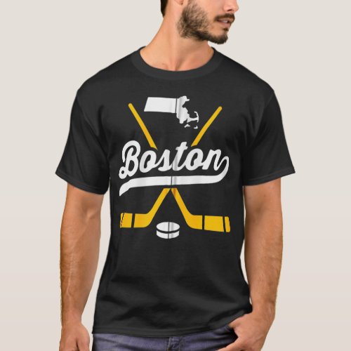 Vintage Boston Ice Hockey Sticks Sports Team Fan G T_Shirt