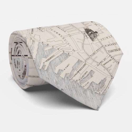 Vintage Boston Landmark Map 1871 Neck Tie