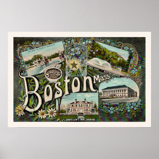 Vintage Boston Landmarks Print (Front)