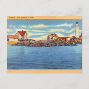 Vintage Boston Light, Boston Harbor Postcard