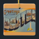 Vintage Boston MA  Ceramic Ornament<br><div class="desc">An old colorful postcard greeting from Boston,  Massachusetts. Purchase as is or change the back to add a personal message.</div>