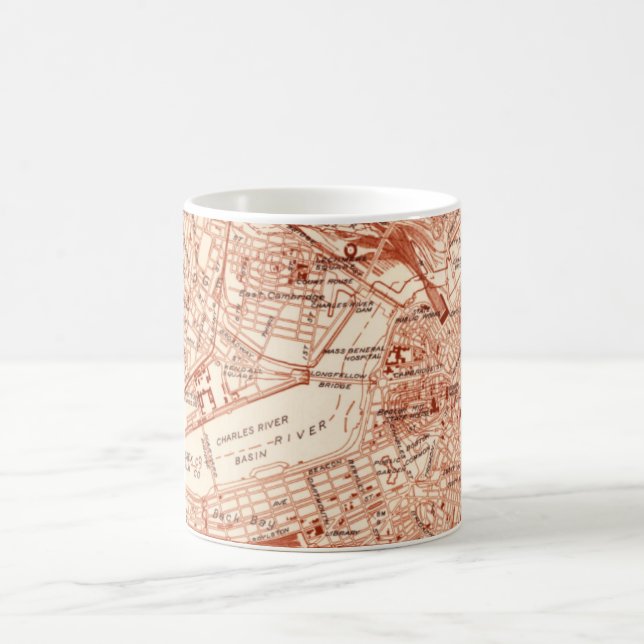 Vintage Boston Map Coffee Mug (Center)