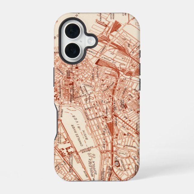 Vintage Boston Map Iphone Case (Back)