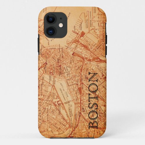 Vintage Boston Map iPhone Case