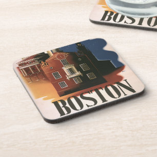 Vintage Boston, Massachusetts Paul Revere's Ride Beverage Coaster