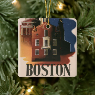 Vintage Boston, Massachusetts Paul Revere's Ride Ceramic Ornament