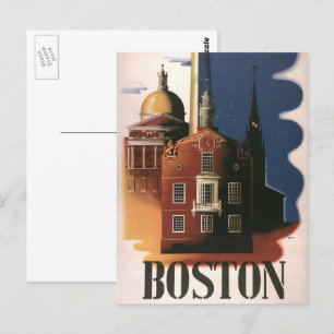 Vintage Boston, Massachusetts Paul Revere's Ride Postcard
